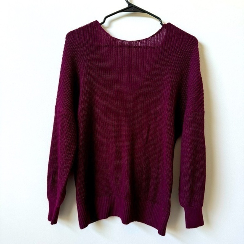 New York & Company Burgundy‎ Bunch Back Detail Sweater